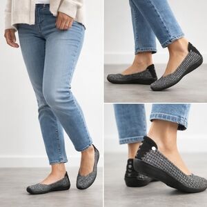 Bernie Mev Catwalk Black Shimmer Woven Elastic Ballet Flats Women’s EU 38